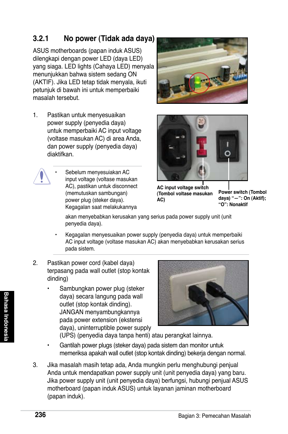 1 no power (tidak ada daya) | Asus Motherboard User Manual | Page 237 / 721