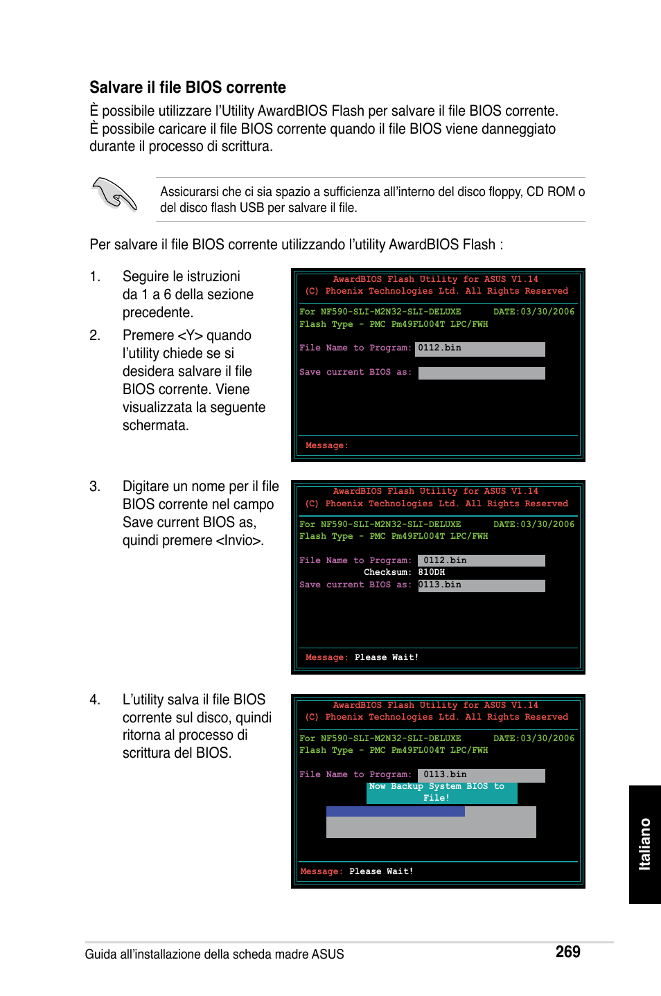 Salvare il file bios corrente | Asus Motherboard User Manual | Page 270 / 721