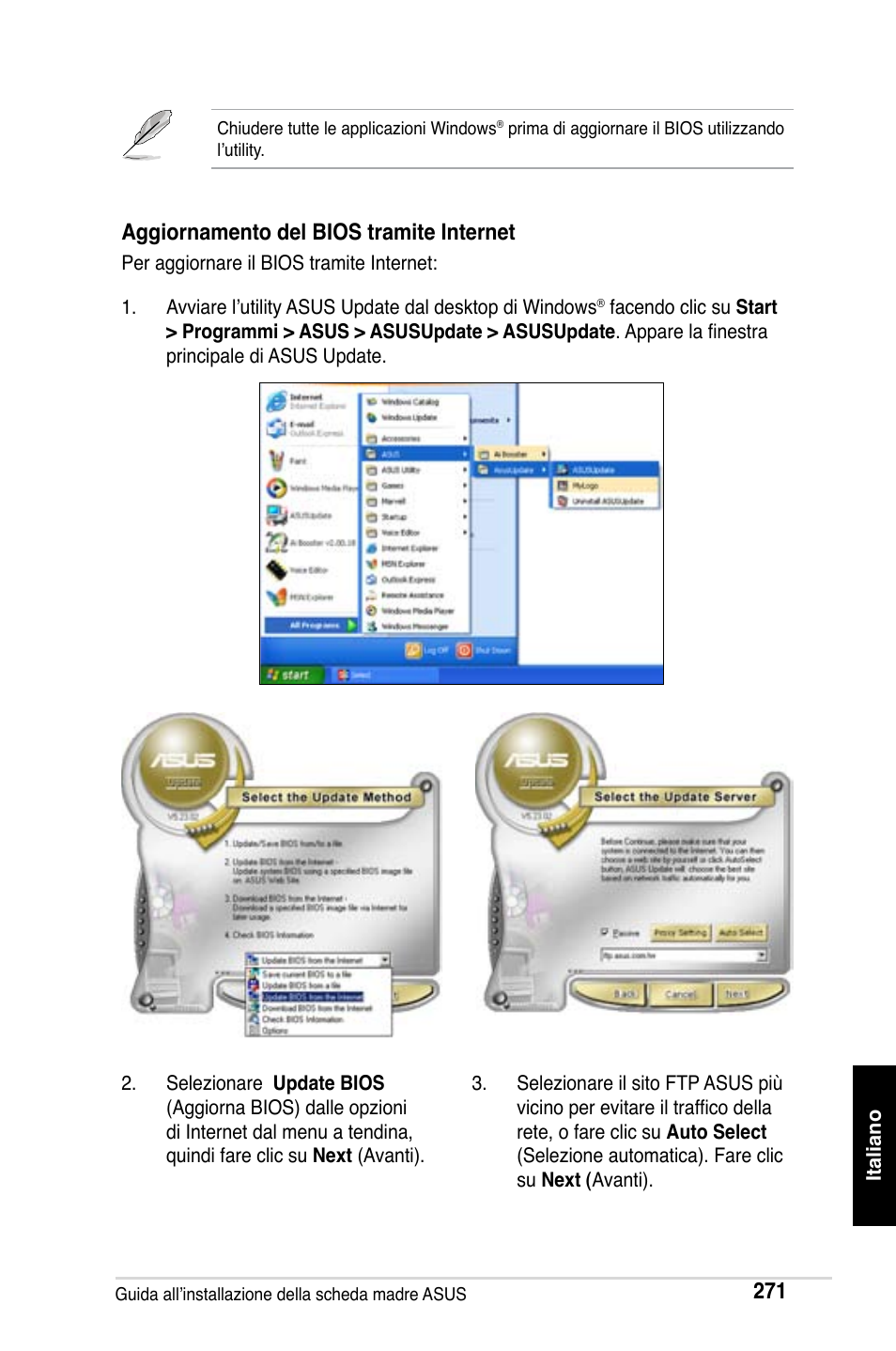 Aggiornamento del bios tramite internet | Asus Motherboard User Manual | Page 272 / 721