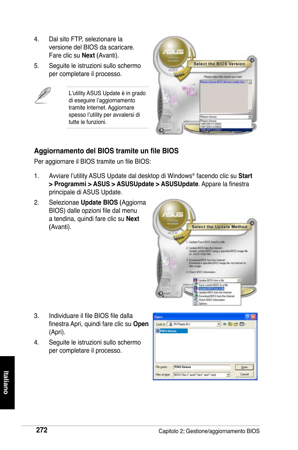 Aggiornamento del bios tramite un file bios | Asus Motherboard User Manual | Page 273 / 721