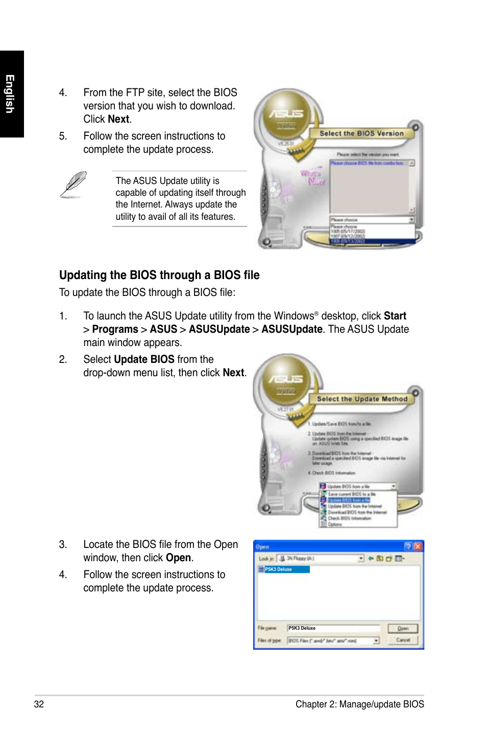 Updating the bios through a bios file | Asus Motherboard User Manual | Page 33 / 721