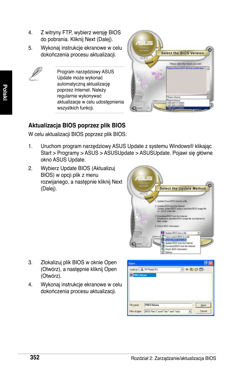 Aktualizacja bios poprzez plik bios | Asus Motherboard User Manual | Page 353 / 721