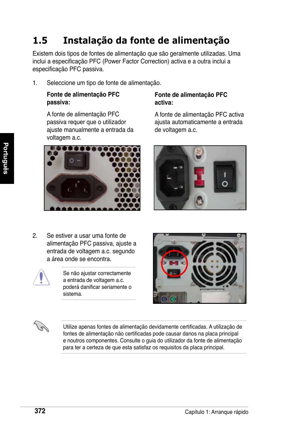 5 instalação da fonte de alimentação | Asus Motherboard User Manual | Page 373 / 721