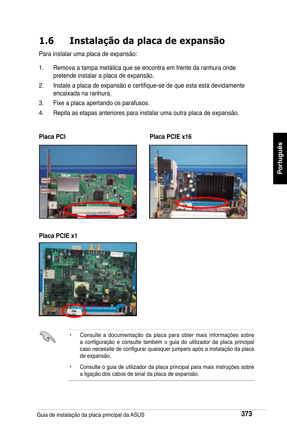 6 instalação da placa de expansão | Asus Motherboard User Manual | Page 374 / 721