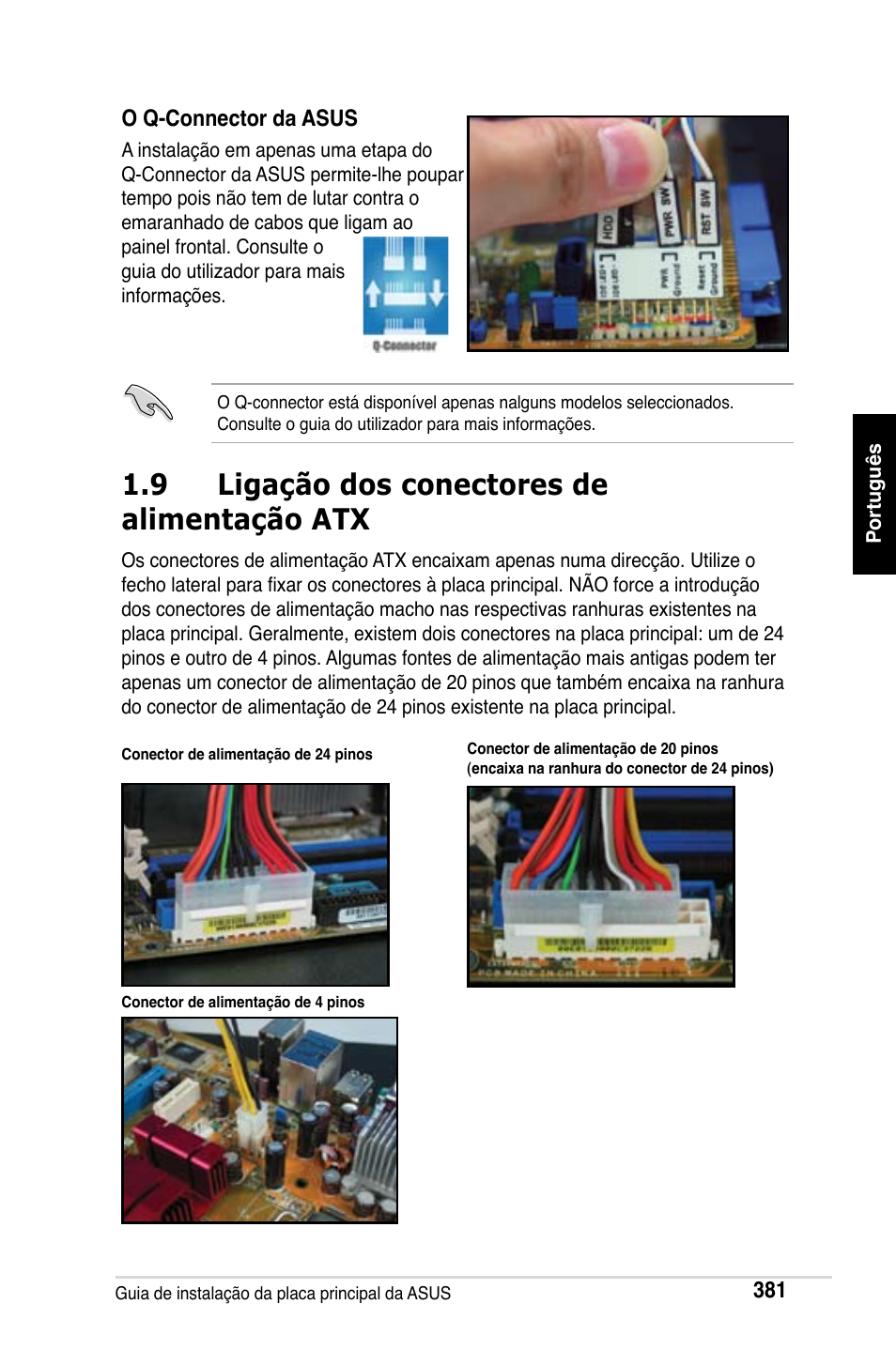 9 ligação dos conectores de alimentação atx | Asus Motherboard User Manual | Page 382 / 721
