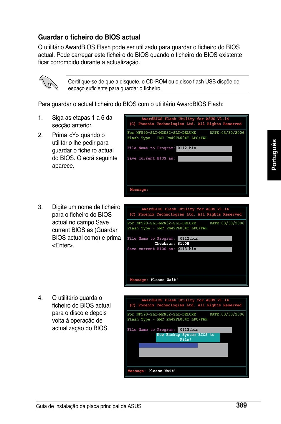 Guardar o ficheiro do bios actual | Asus Motherboard User Manual | Page 390 / 721