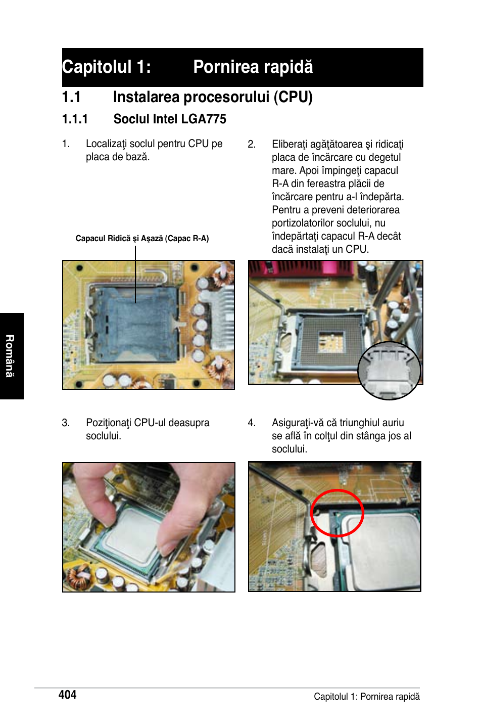 Capitolul 1: pornirea rapidă, 1 instalarea procesorului (cpu) | Asus Motherboard User Manual | Page 405 / 721