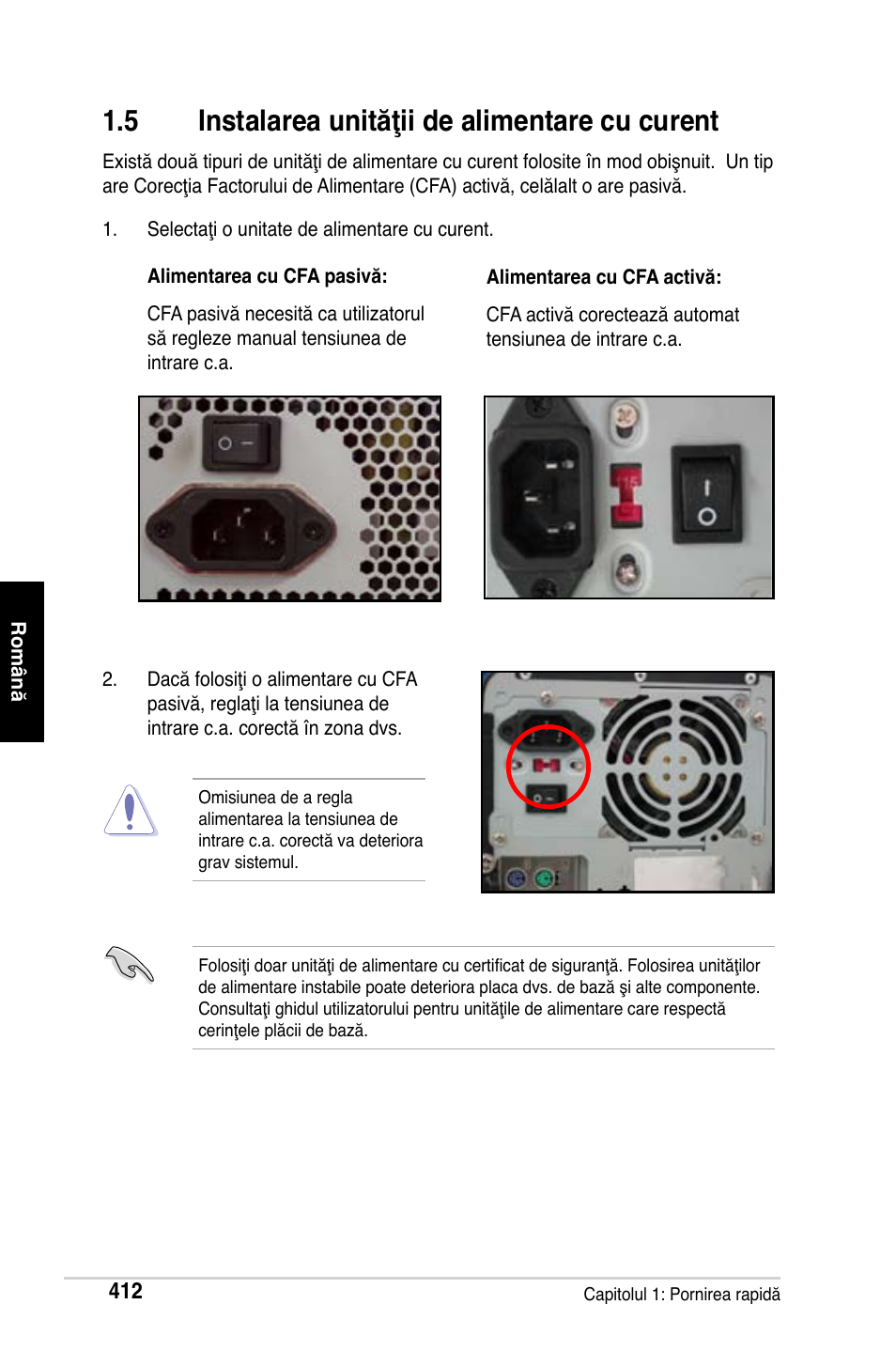 5 instalarea unităţii de alimentare cu curent | Asus Motherboard User Manual | Page 413 / 721