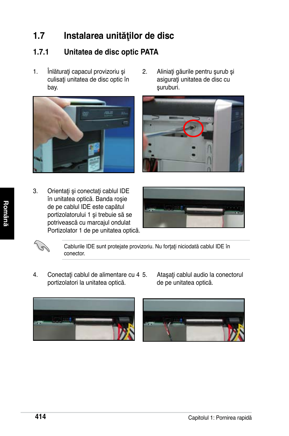 7 instalarea unităţilor de disc, 1 unitatea de disc optic pata | Asus Motherboard User Manual | Page 415 / 721