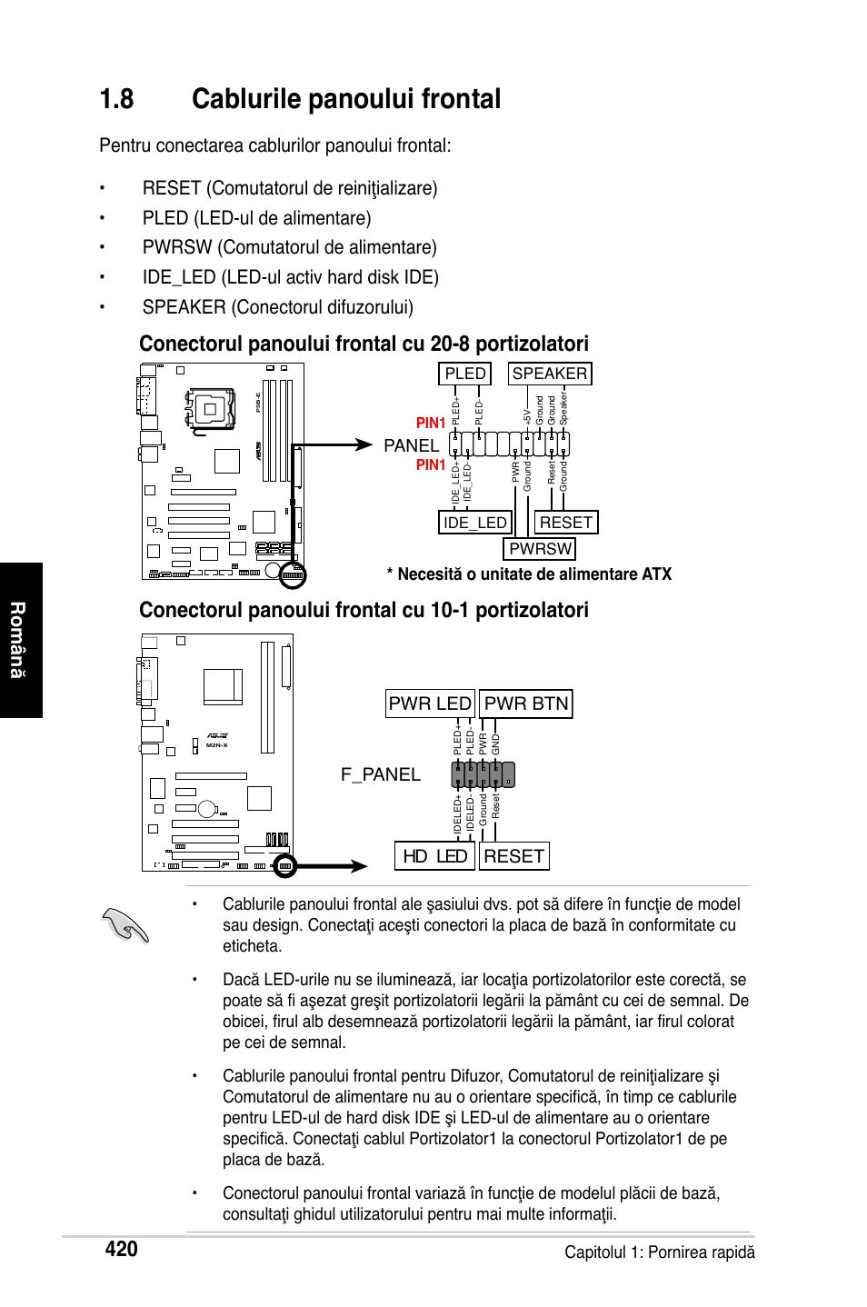 8 cablurile panoului frontal, F_panel, Hd led reset pwr led pwr btn | Asus Motherboard User Manual | Page 421 / 721