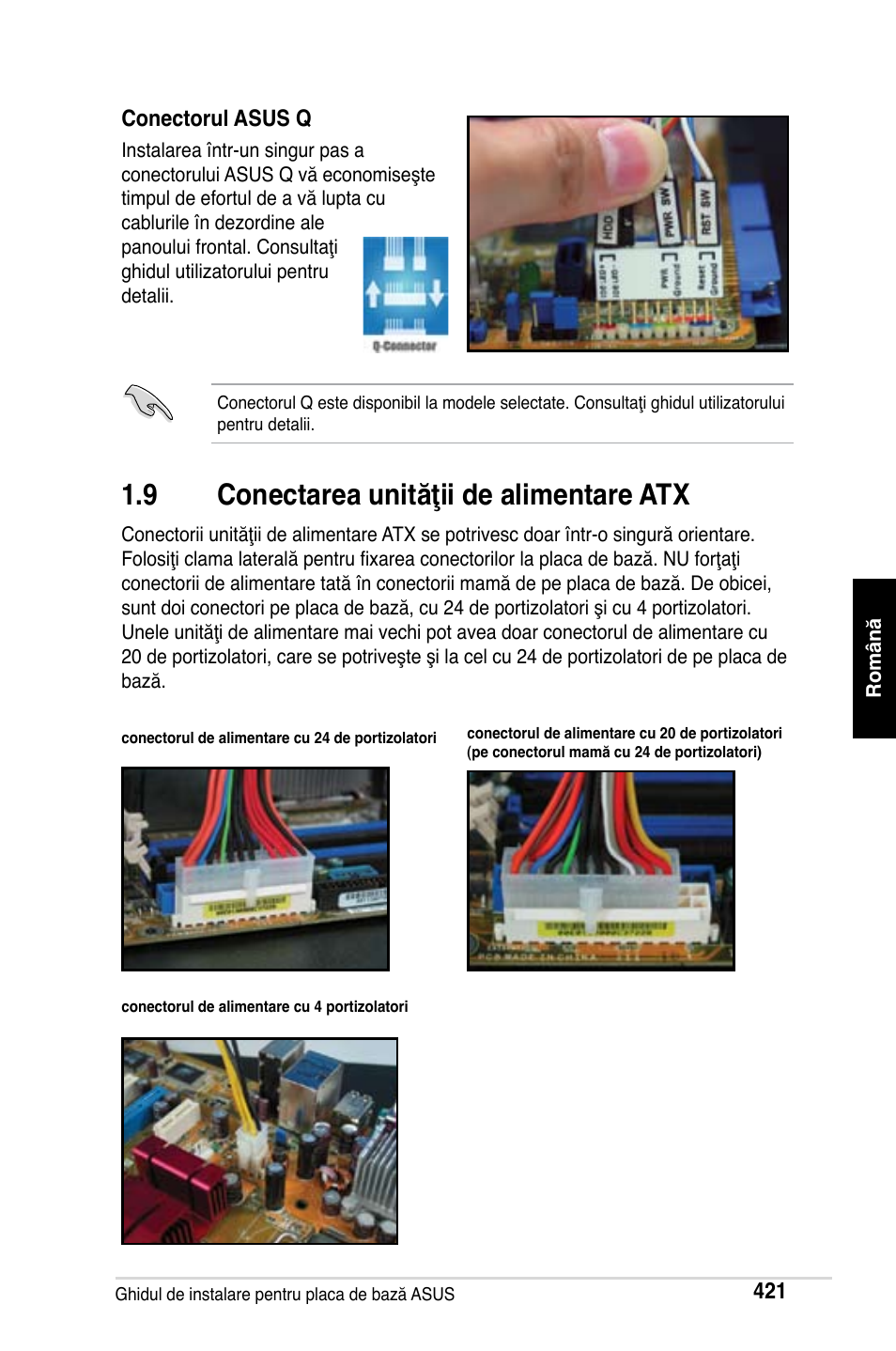 9 conectarea unităţii de alimentare atx | Asus Motherboard User Manual | Page 422 / 721