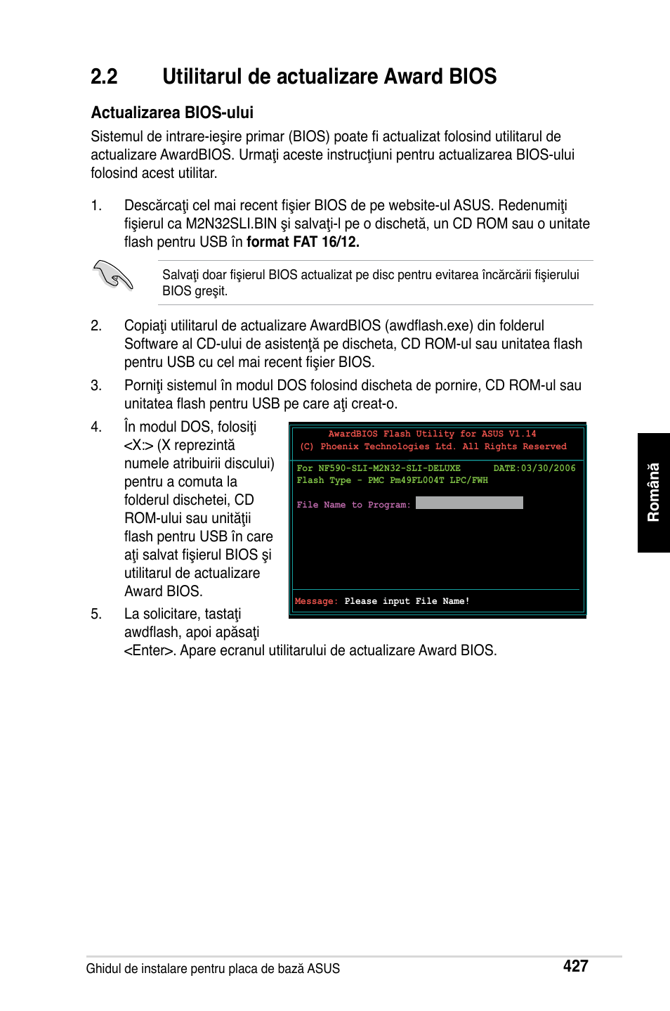 2 utilitarul de actualizare award bios, Actualizarea bios-ului | Asus Motherboard User Manual | Page 428 / 721