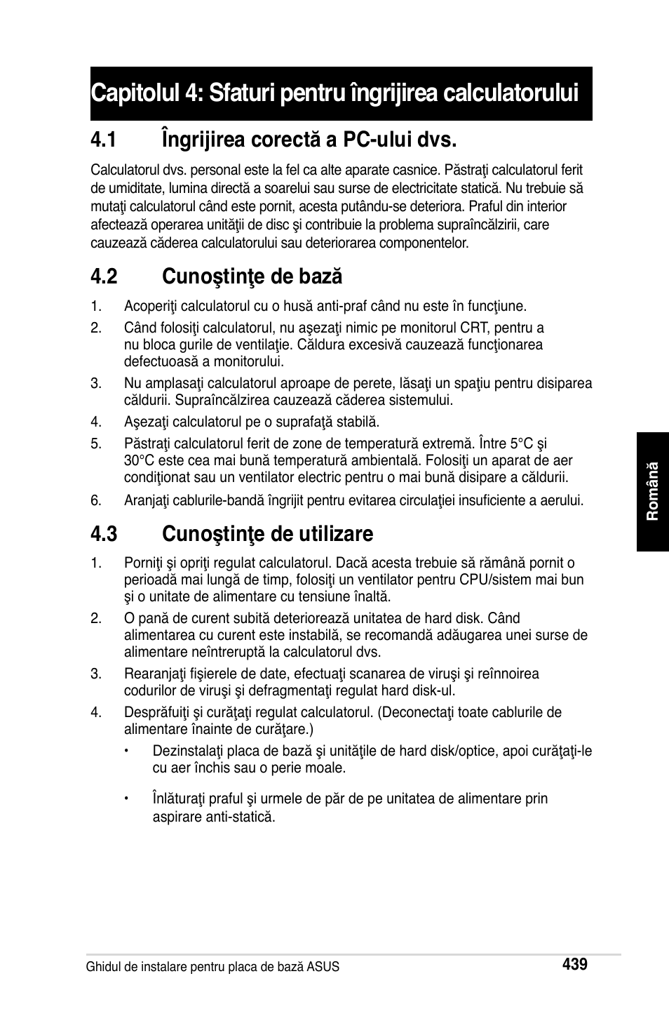 1 îngrijirea corectă a pc-ului dvs, 2 cunoştinţe de bază, 3 cunoştinţe de utilizare | Asus Motherboard User Manual | Page 440 / 721