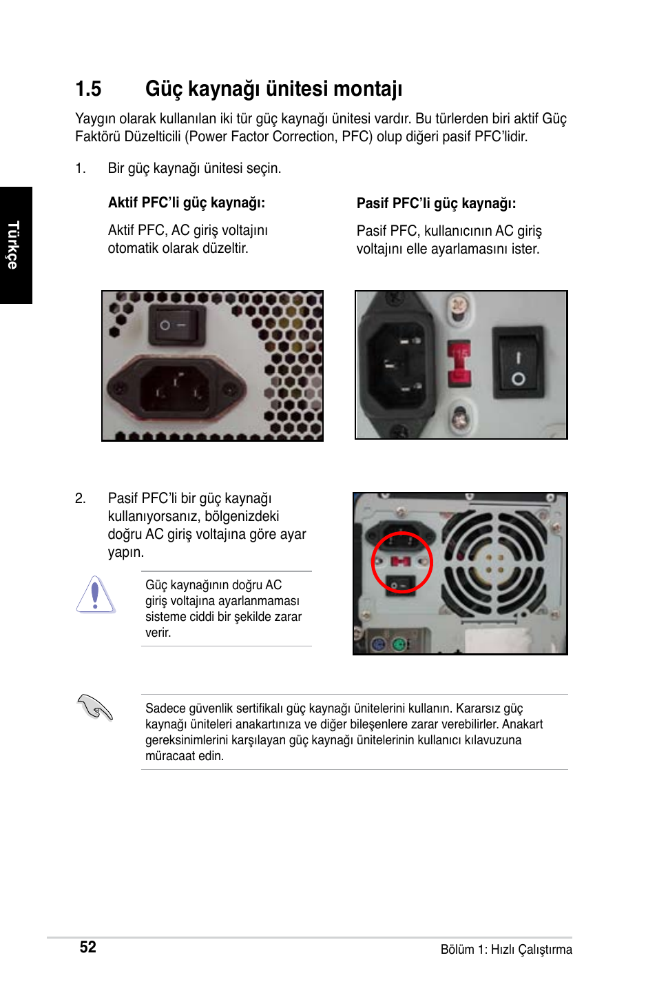 5 güç kaynağı ünitesi montajı | Asus Motherboard User Manual | Page 53 / 721