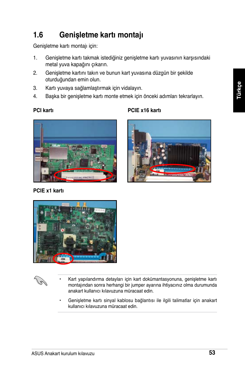 6 genişletme kartı montajı | Asus Motherboard User Manual | Page 54 / 721