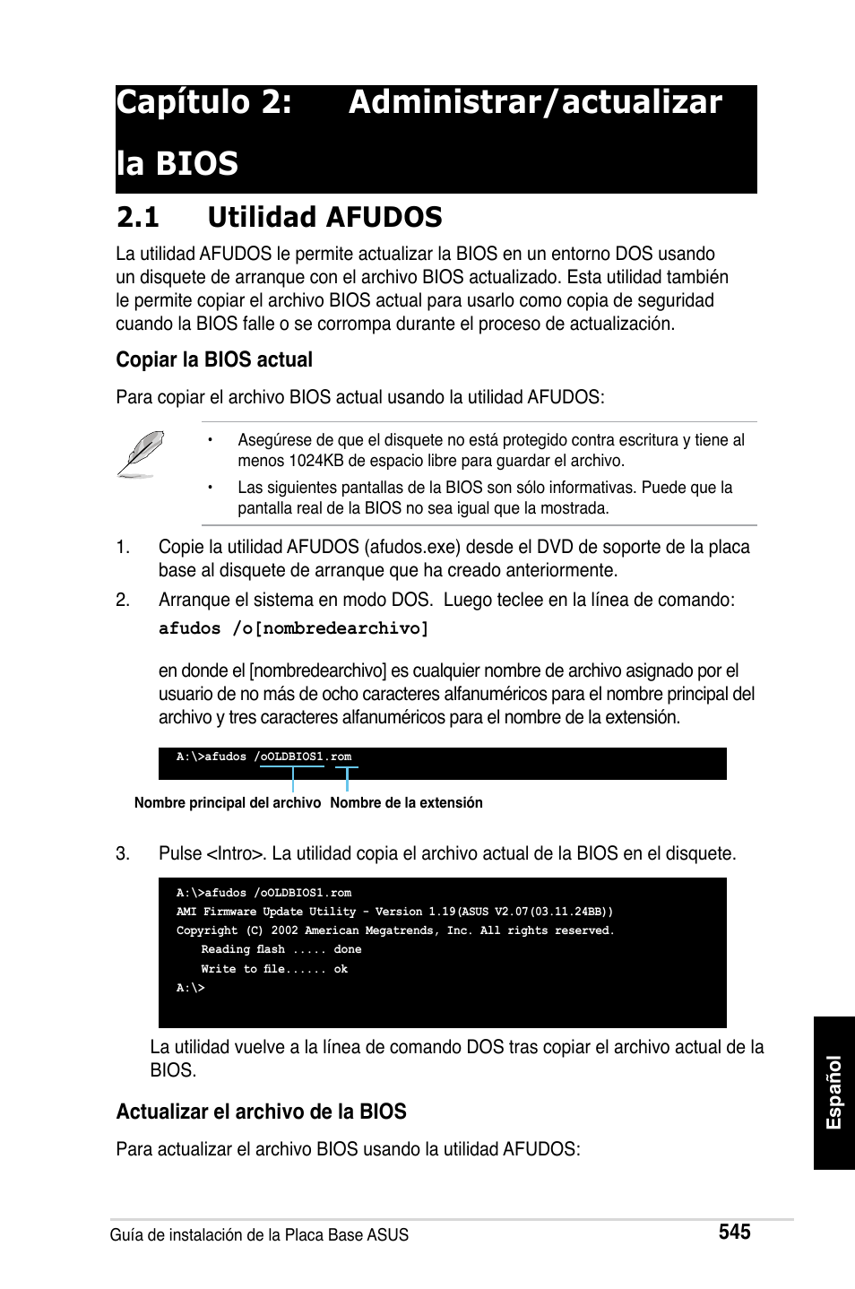 Capítulo 2: administrar/actualizar la bios, 1 utilidad afudos | Asus Motherboard User Manual | Page 546 / 721