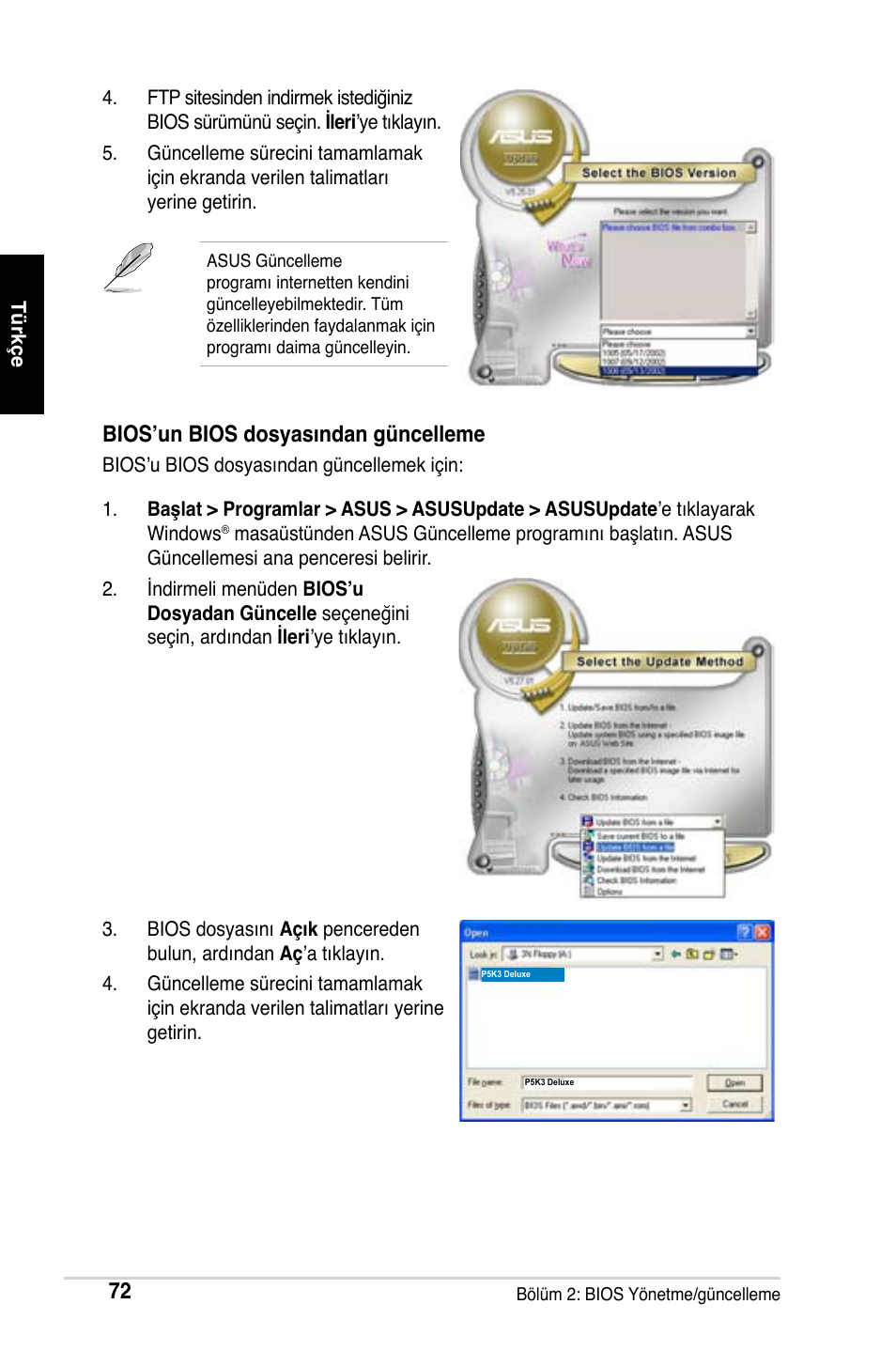 Bios’un bios dosyasından güncelleme | Asus Motherboard User Manual | Page 73 / 721