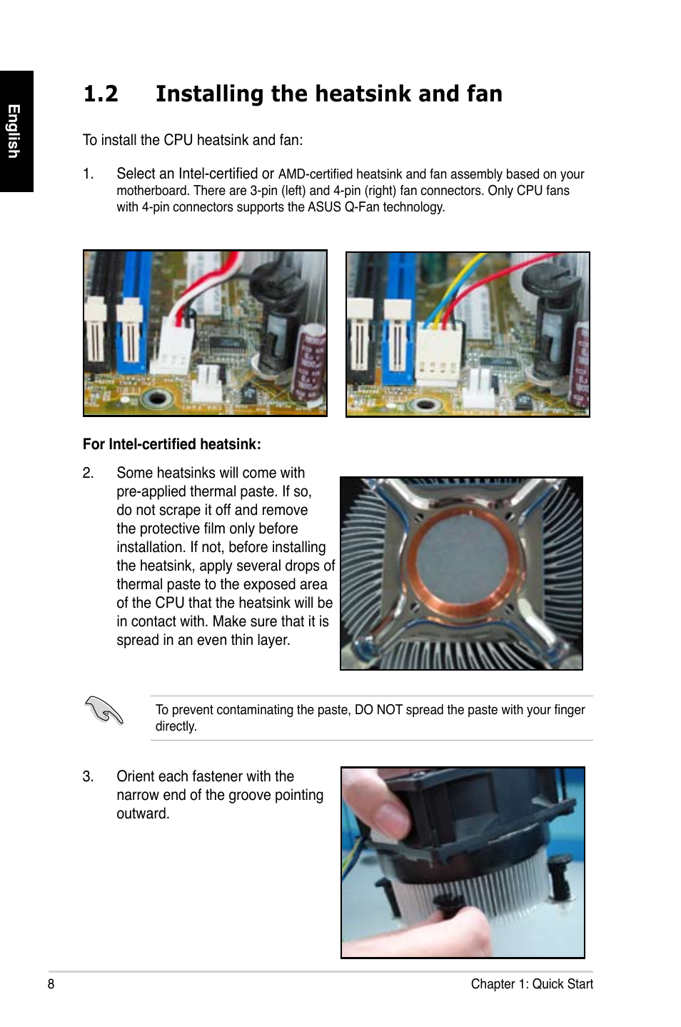 2 installing the heatsink and fan | Asus Motherboard User Manual | Page 9 / 721