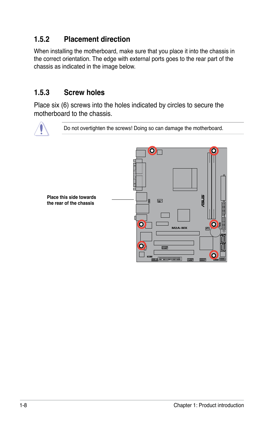 2 placement direction, 3 screw holes | Asus M2A-MX User Manual | Page 20 / 92