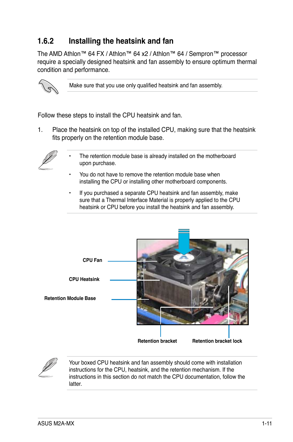 2 installing the heatsink and fan | Asus M2A-MX User Manual | Page 23 / 92