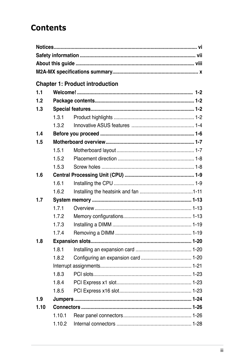 Asus M2A-MX User Manual | Page 3 / 92