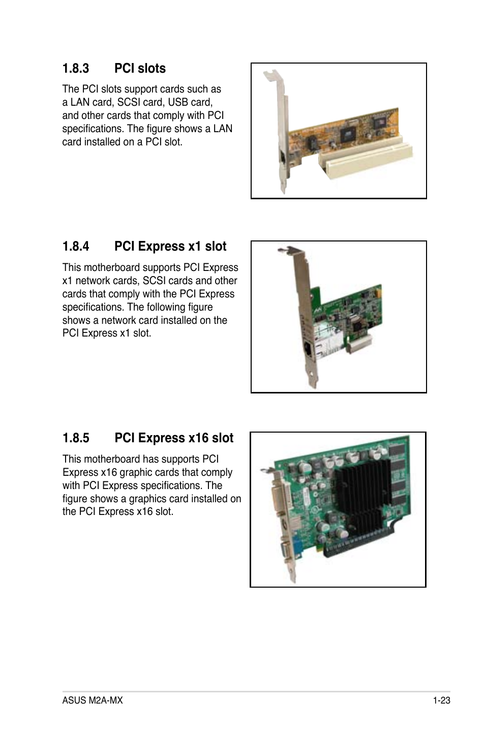 3 pci slots, 4 pci express x1 slot, 5 pci express x16 slot | Asus M2A-MX User Manual | Page 35 / 92