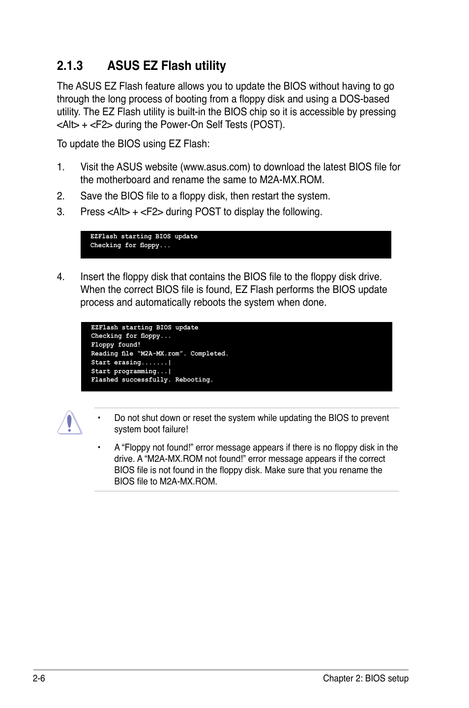 3 asus ez flash utility | Asus M2A-MX User Manual | Page 54 / 92