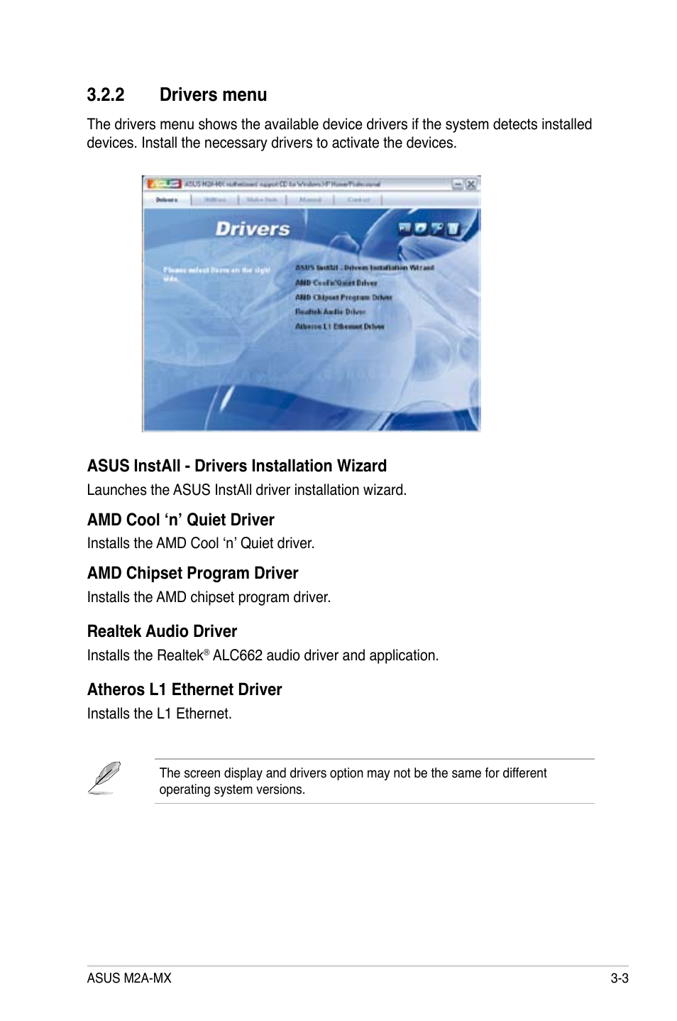 2 drivers menu | Asus M2A-MX User Manual | Page 87 / 92