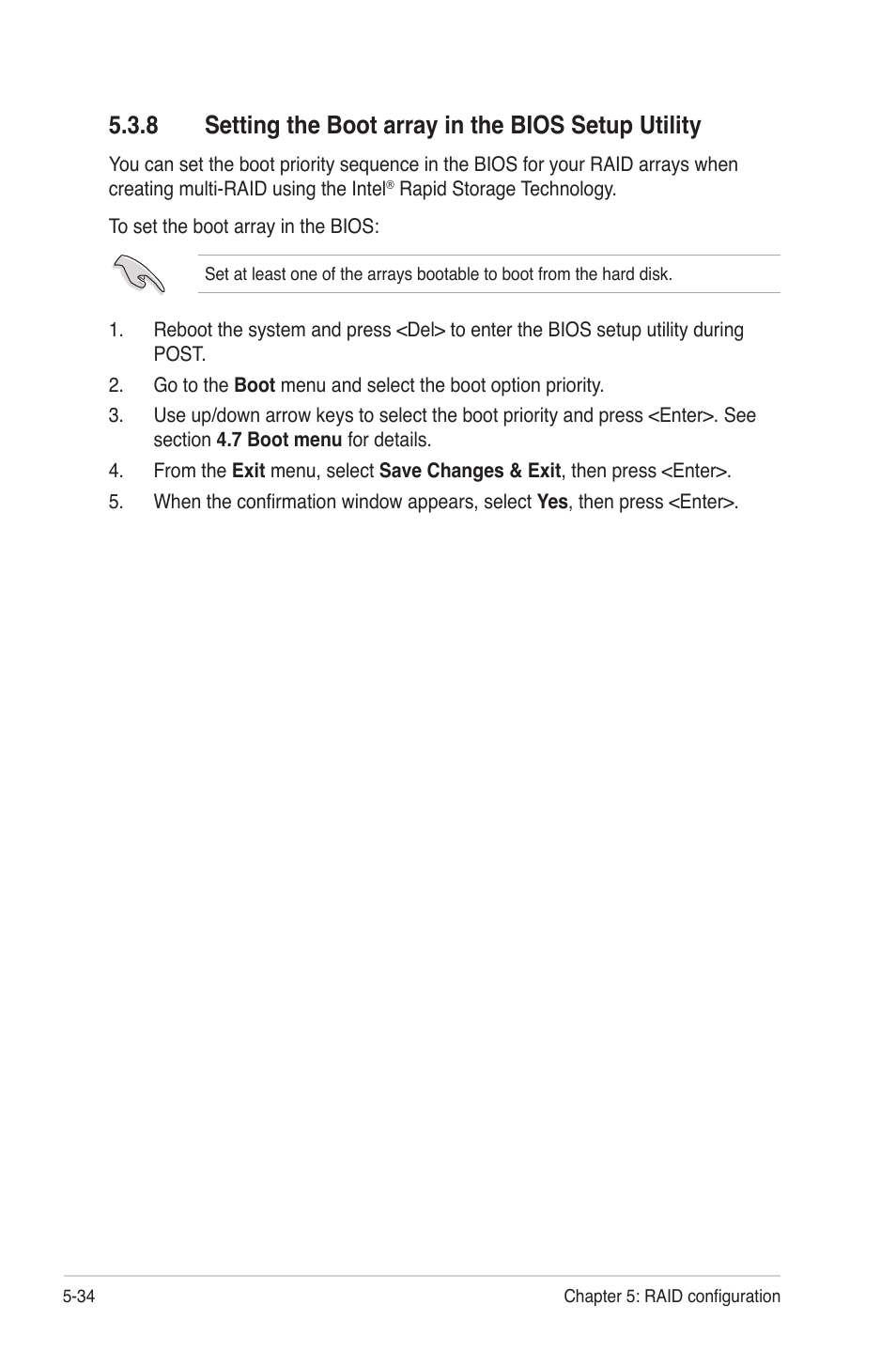 8 setting the boot array in the bios setup utility | Asus P8B-E/4L User Manual | Page 124 / 154