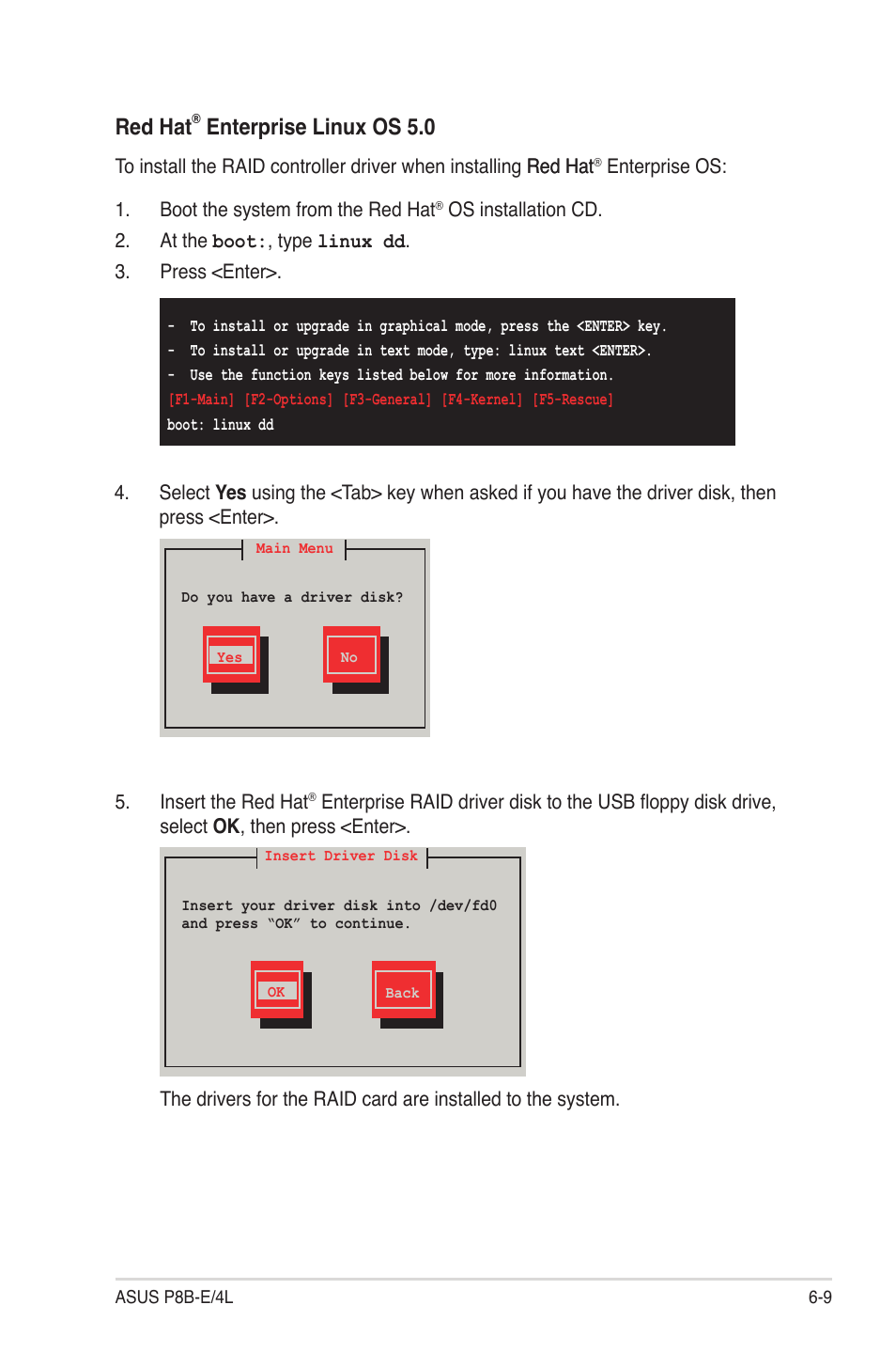 Red hat, Enterprise linux os 5.0 | Asus P8B-E/4L User Manual | Page 133 / 154