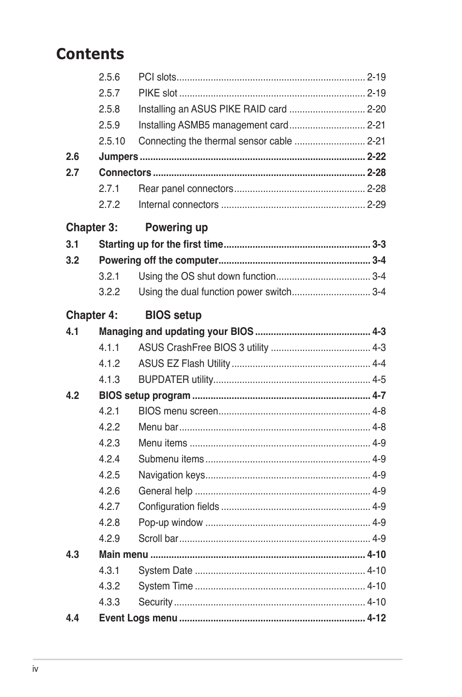 Asus P8B-E/4L User Manual | Page 4 / 154