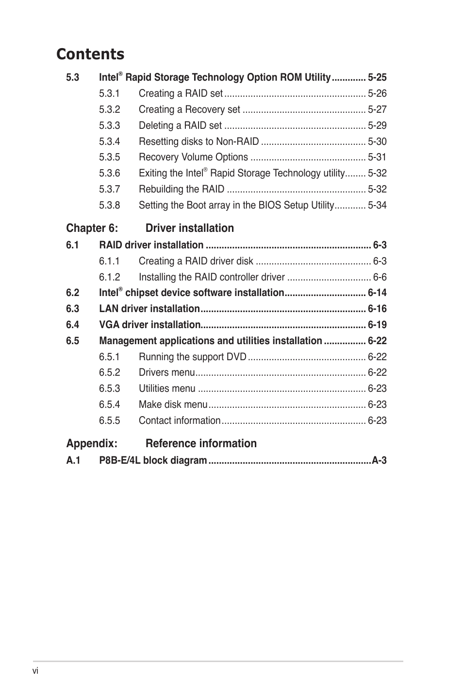 Asus P8B-E/4L User Manual | Page 6 / 154