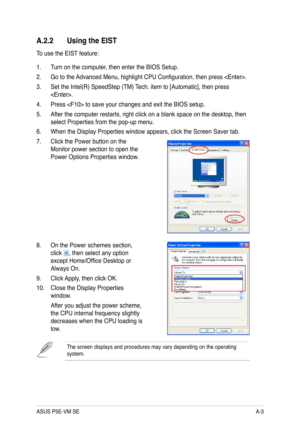 A.2.2 using the eist | Asus P5E-VM SE User Manual | Page 101 / 102