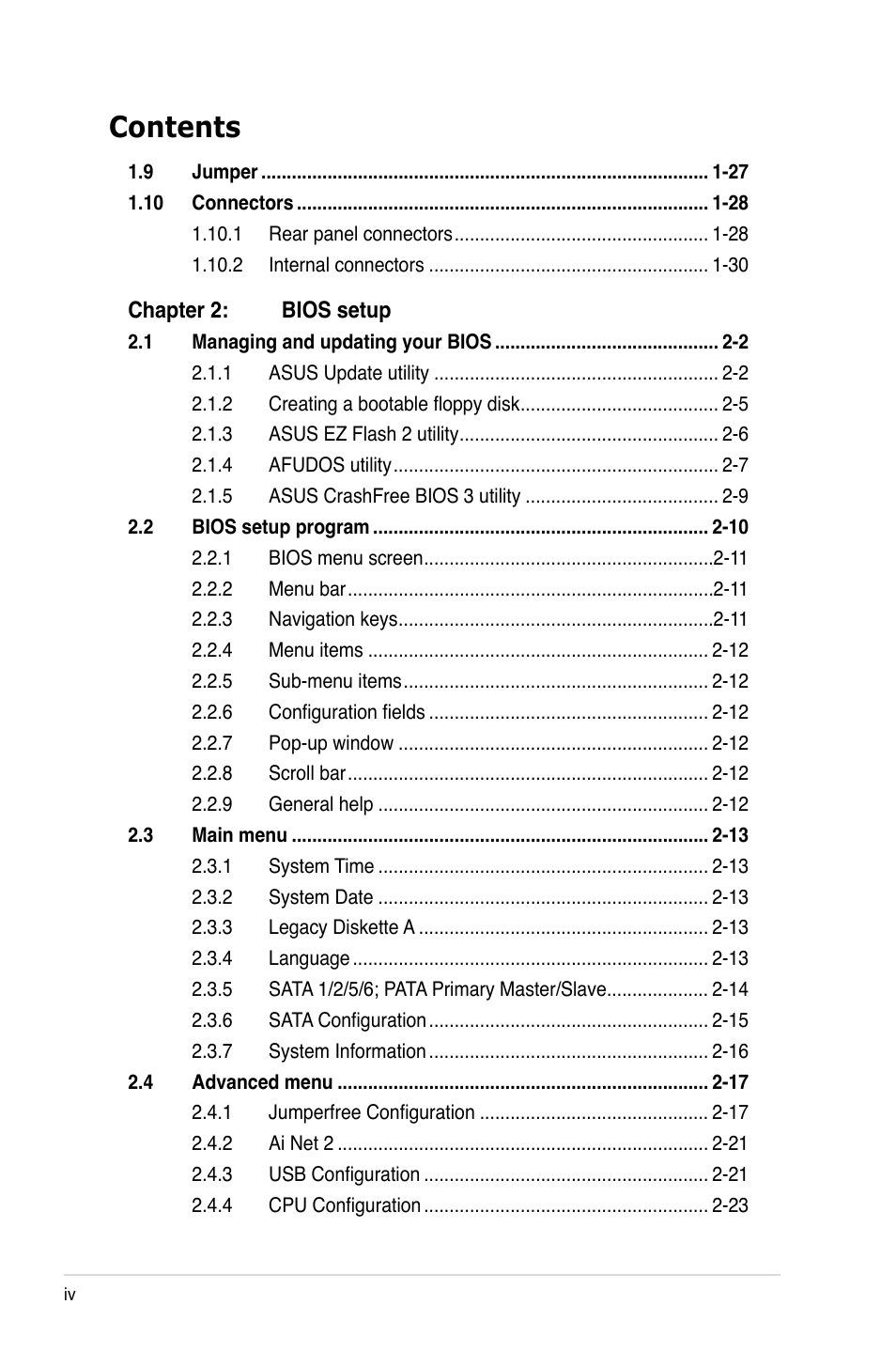 Asus P5E-VM SE User Manual | Page 4 / 102