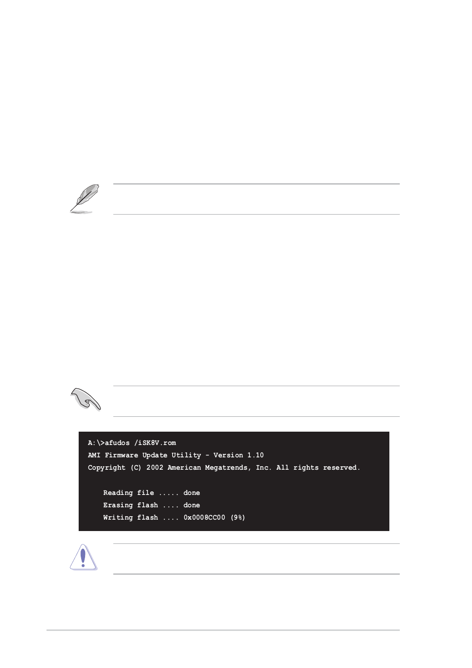 2 using afudos to update the bios | Asus SK8V User Manual | Page 64 / 134