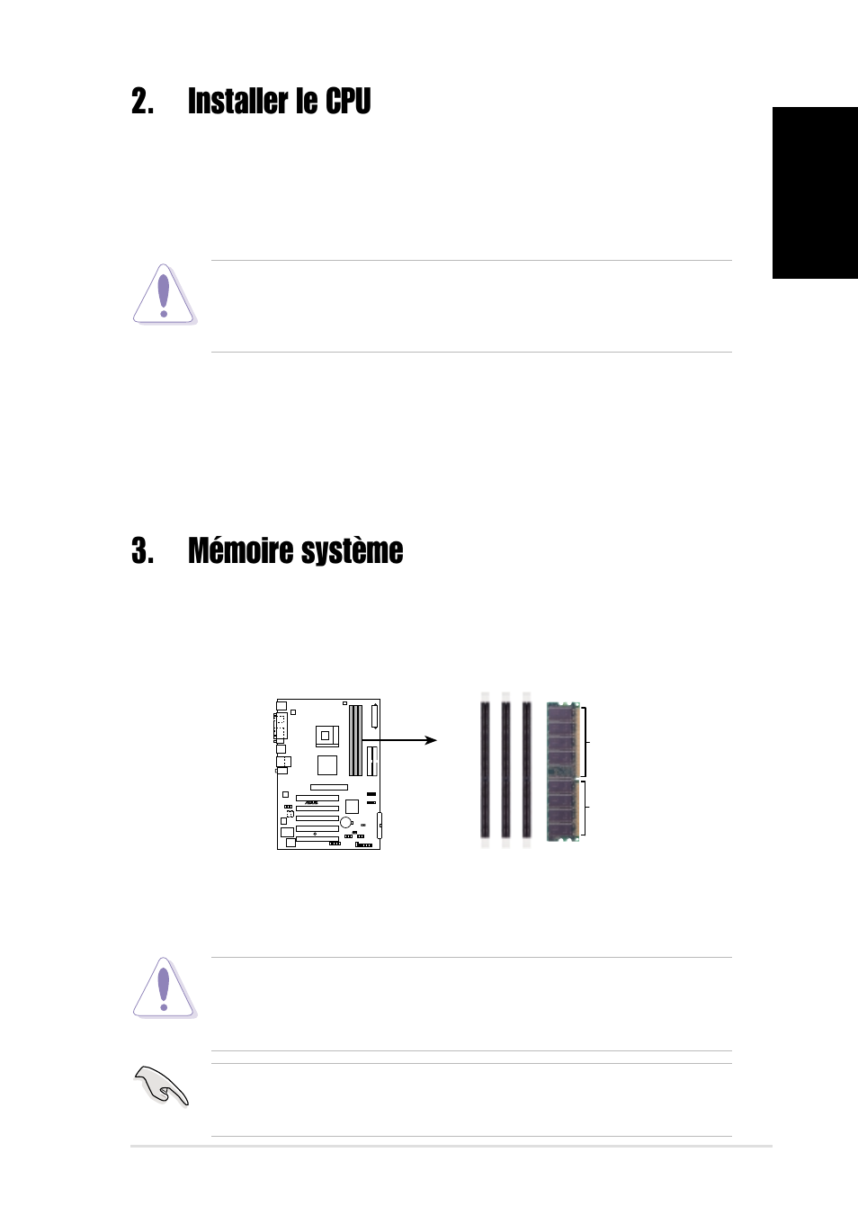 Mémoire système 2. installer le cpu, Fran ç ais | Asus P4V800-X User Manual | Page 3 / 16