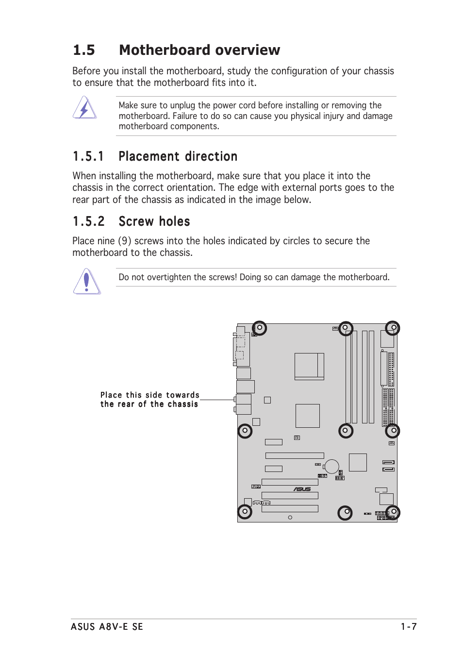 5 motherboard overview | Asus A8V-E SE User Manual | Page 19 / 88