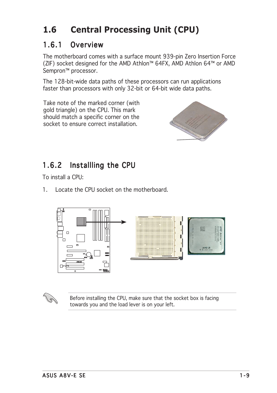 6 central processing unit (cpu) | Asus A8V-E SE User Manual | Page 21 / 88