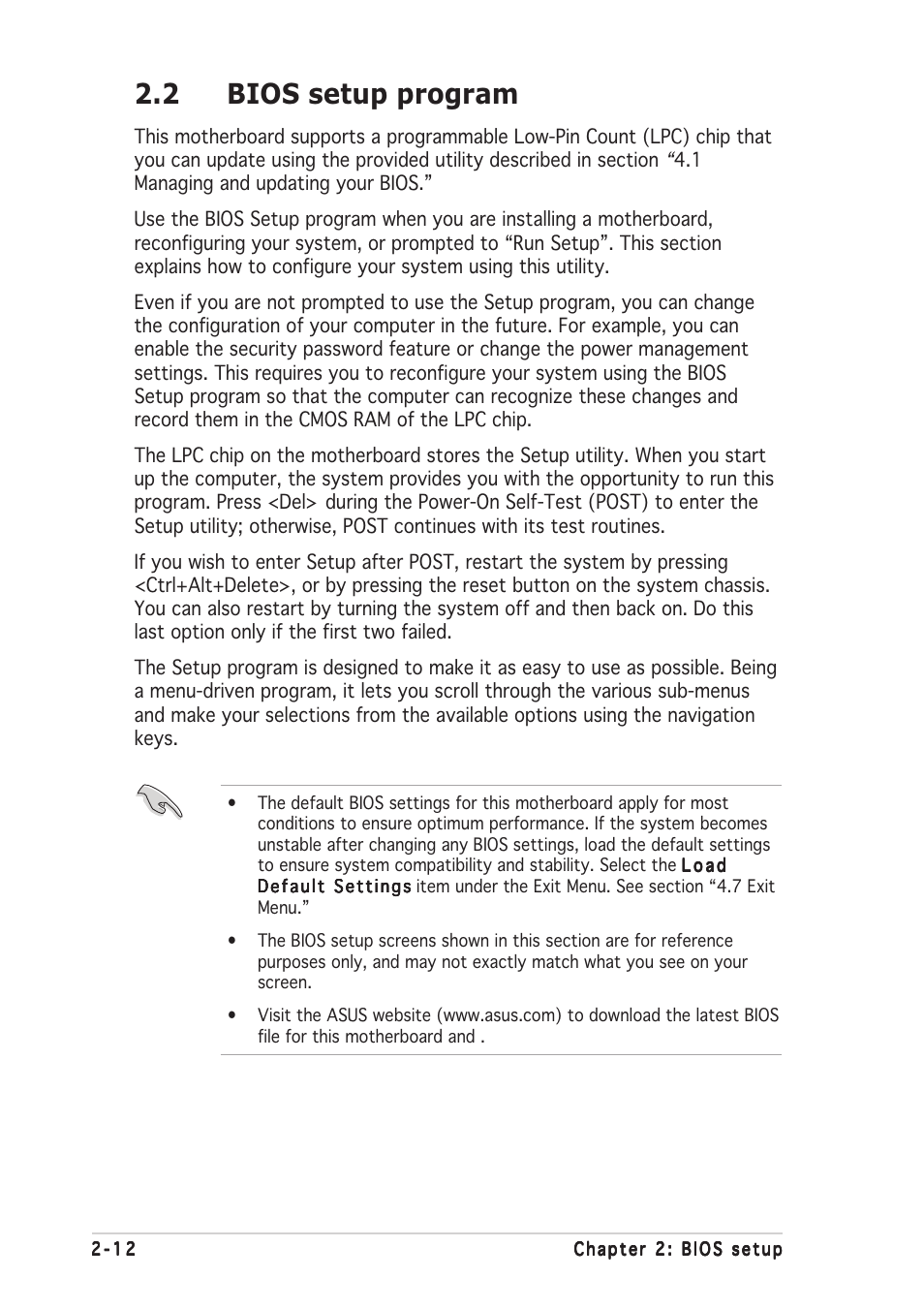 2 bios setup program | Asus A8V-E SE User Manual | Page 54 / 88