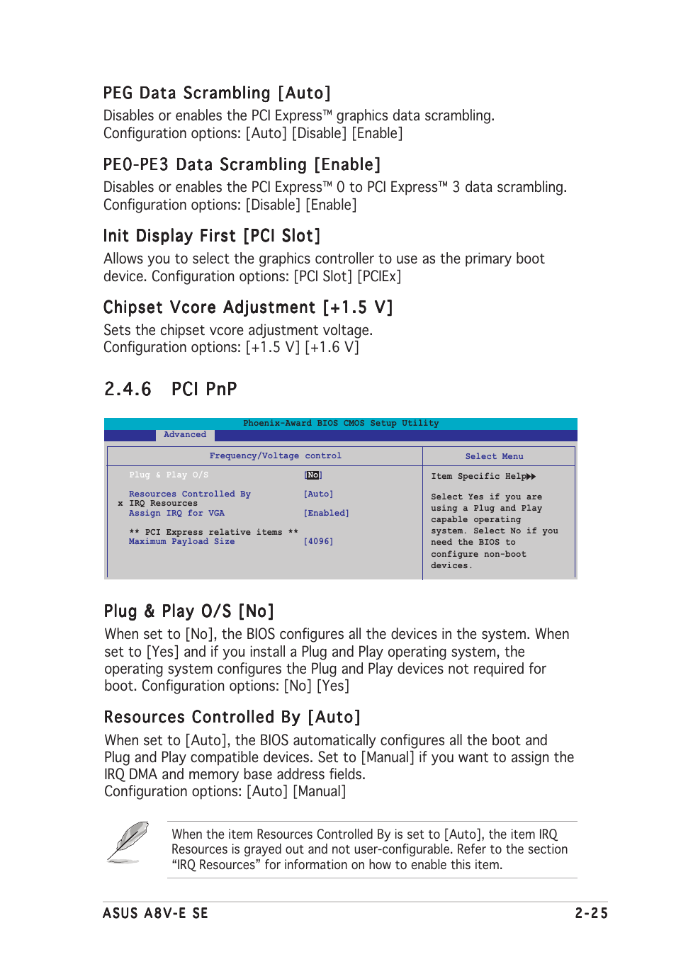 6 pci pnp pci pnp pci pnp pci pnp pci pnp | Asus A8V-E SE User Manual | Page 67 / 88