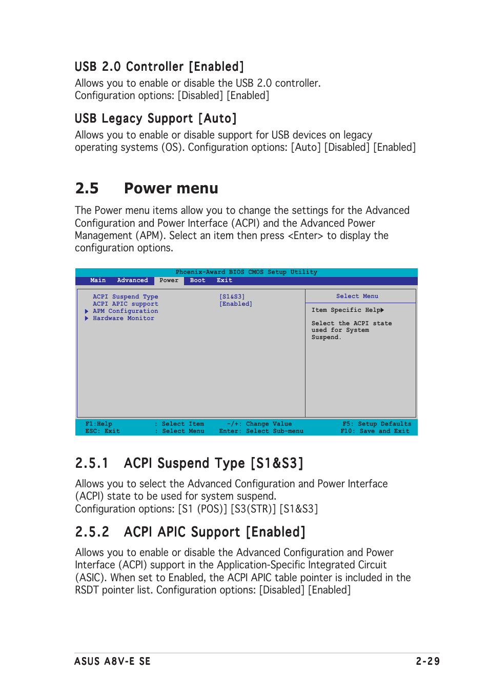 5 power menu | Asus A8V-E SE User Manual | Page 71 / 88