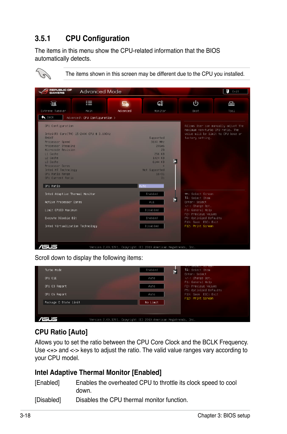 1 cpu configuration, Cpu configuration -18, Cpu configuration | Asus Maximus IV Extreme-Z User Manual | Page 110 / 196