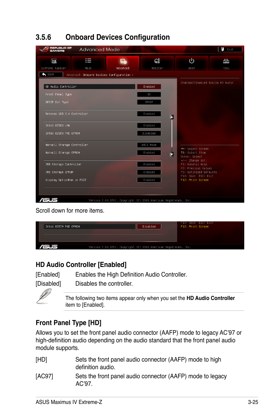 6 onboard devices configuration, Onboard devices configuration -25, Onboard devices configuration | Asus Maximus IV Extreme-Z User Manual | Page 117 / 196