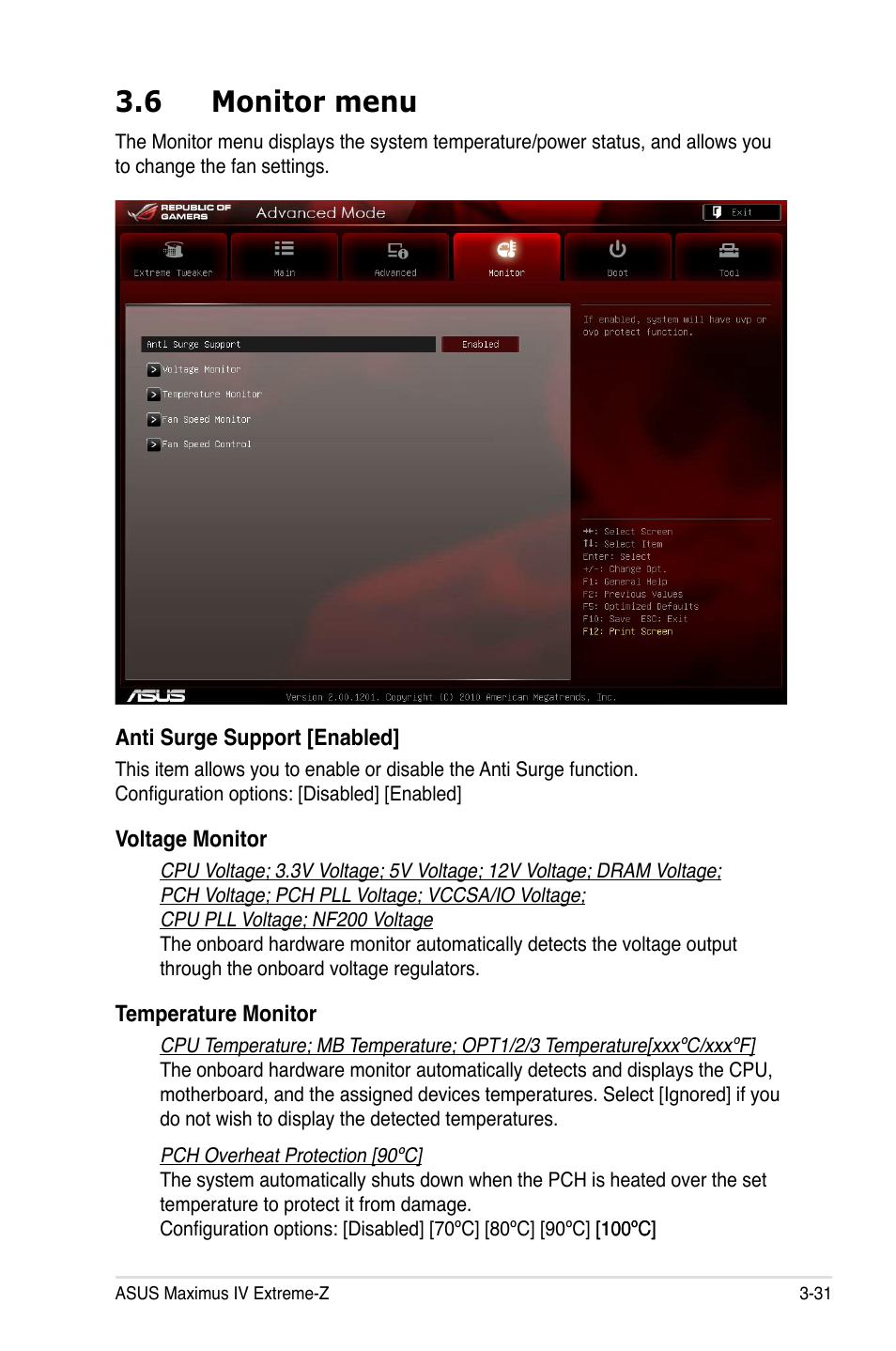 6 monitor menu, Monitor menu -31 | Asus Maximus IV Extreme-Z User Manual | Page 123 / 196