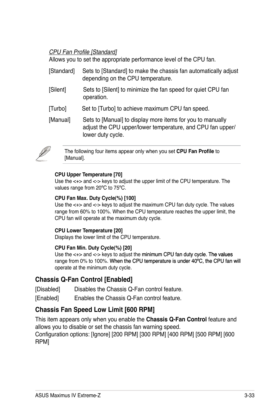 Chassis q-fan control [enabled, Chassis fan speed low limit [600 rpm | Asus Maximus IV Extreme-Z User Manual | Page 125 / 196