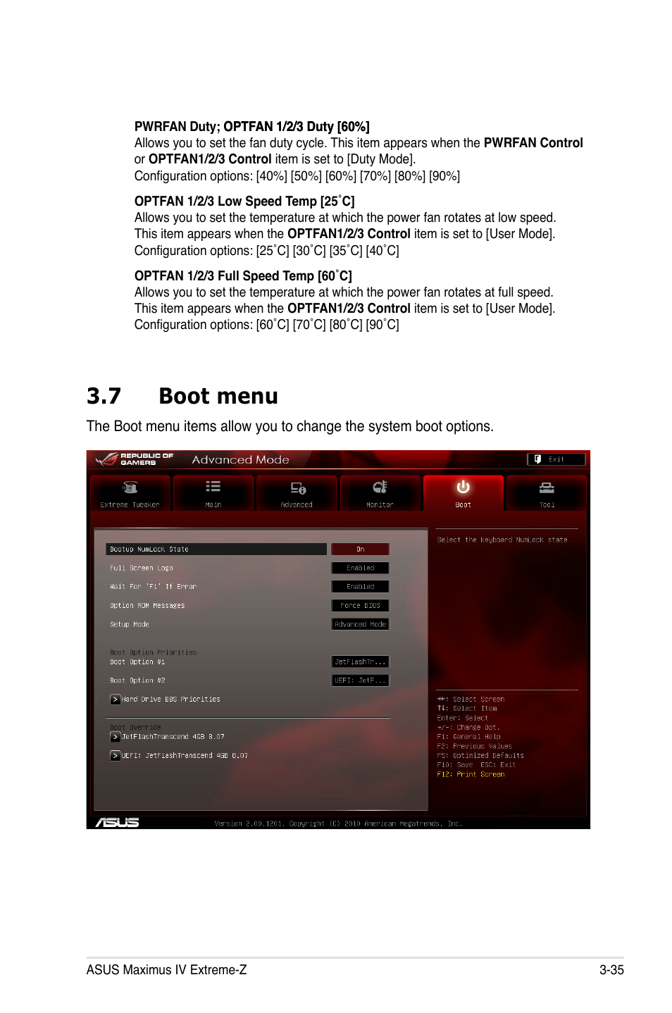 7 boot menu, Boot menu -35 | Asus Maximus IV Extreme-Z User Manual | Page 127 / 196