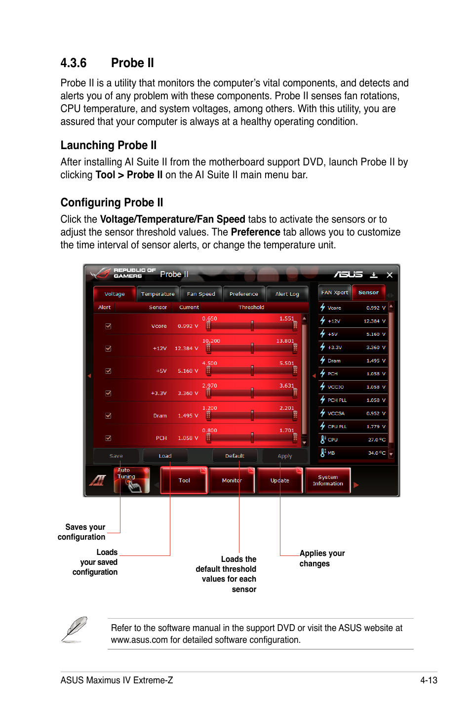 6 probe ii, Probe ii -13, Launching probe ii | Configuring probe ii | Asus Maximus IV Extreme-Z User Manual | Page 157 / 196