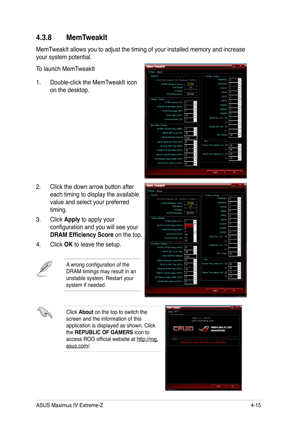 8 memtweakit, Memtweakit -15 | Asus Maximus IV Extreme-Z User Manual | Page 159 / 196