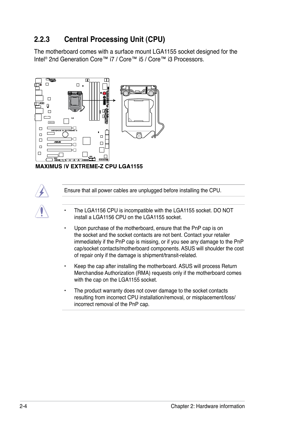 3 central processing unit (cpu), Central processing unit (cpu) -4 | Asus Maximus IV Extreme-Z User Manual | Page 36 / 196