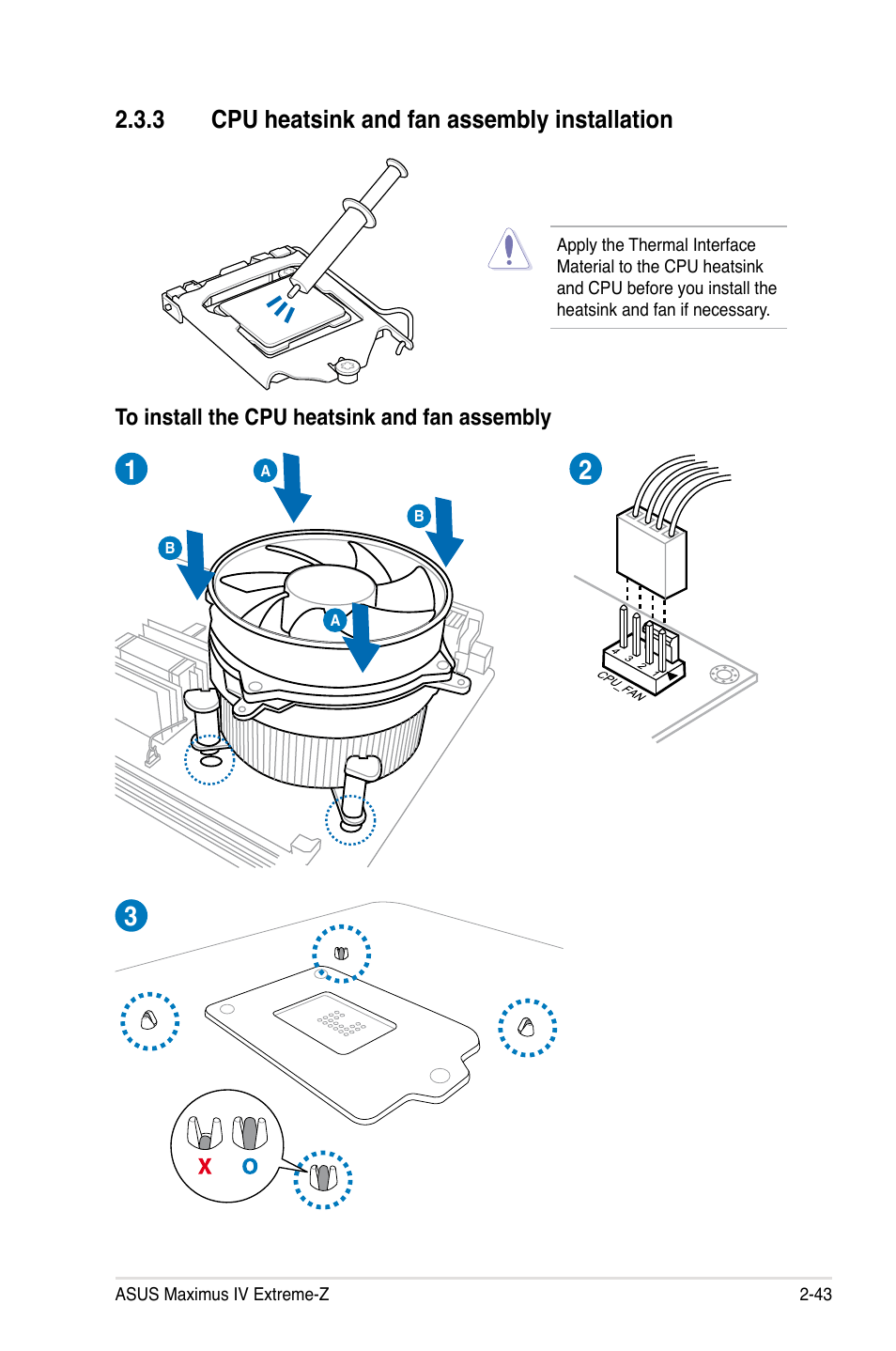 3 cpu heatsink and fan assembly installation, Cpu heatsink and fan assembly installation -43 | Asus Maximus IV Extreme-Z User Manual | Page 75 / 196